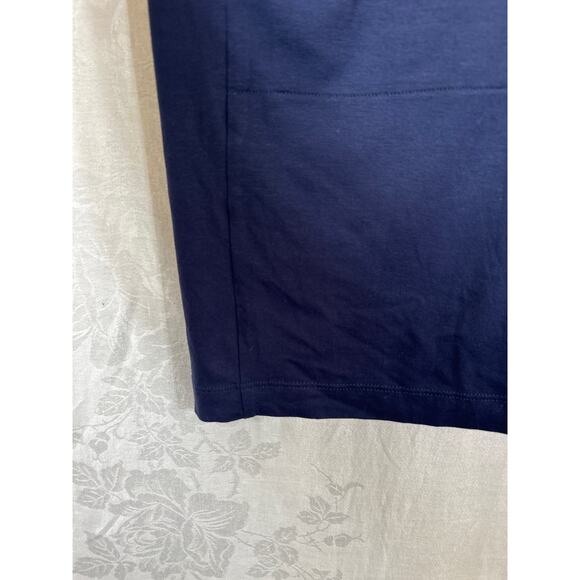 Eileen Fisher T Shirt Dress Small Navy Short Sleeve Casual Viscose Stretch Boxy - Picture 2 of 9